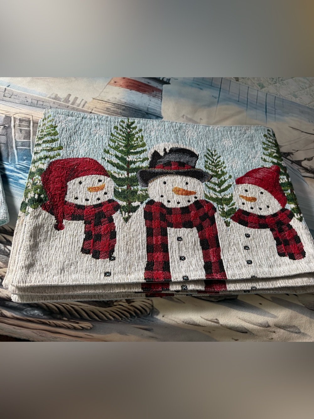 Set of 6 Snowman Placemats & Table Runner